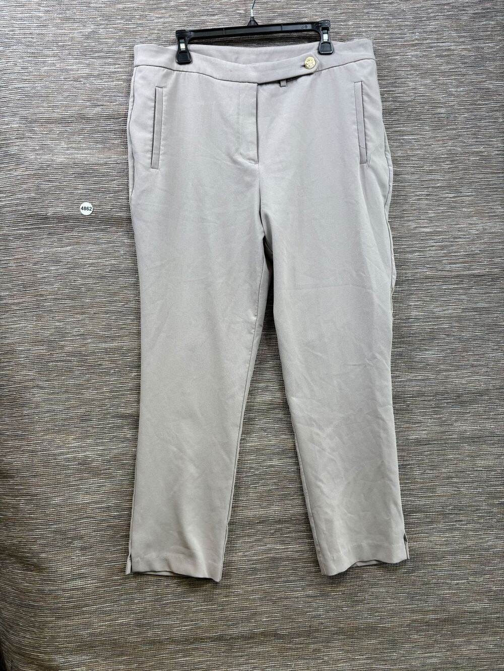 77 PARK Dress Pants Womens 16 Beige Twill Straight Leg Stretch Workwear Career